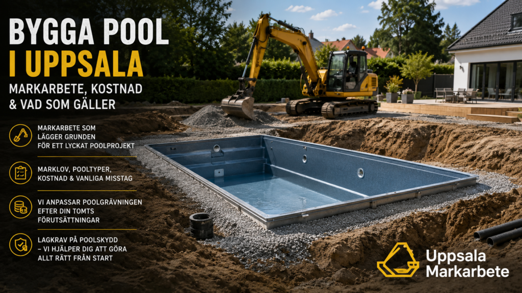 Bygga pool i Uppsala – markarbete och poolgrävning inför nedgrävd pool på villatomt